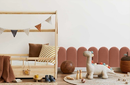 Panel tapicerowany Wally 30x100 cm brudny róż stylowy panel ścienny płotek welurowa tkanina modne wykończenie każdej aranżacji