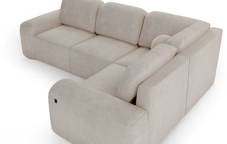 Narożnik z funkcją spania Arbon II szary popiel prawostronny stylowe wzornictwo charakterystyczny obły kształt pojemnik na pościel