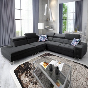 Narożnik z funkcją spania Hampton IX czarny lewostronny stylowy i nowoczesny design narożnika idealny mebel do każdej aranżacji