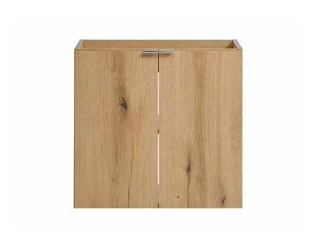 Szafka pod umywalkę Nova 60 cm dąb coast evoke designerska szafka do łazienki z półką metalowe uchwyty krawędziowe w kolorze chromu