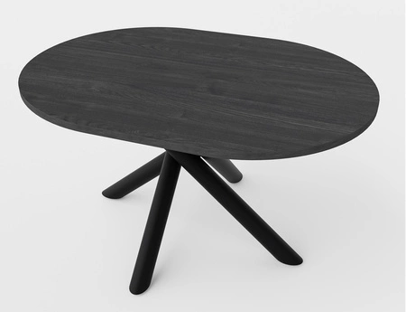 Stół Lyon 100x138 cm jesion portland / czarny stylowy stół do jadalni osadzony na designerskich nogach typu pająk regulacja wysokości