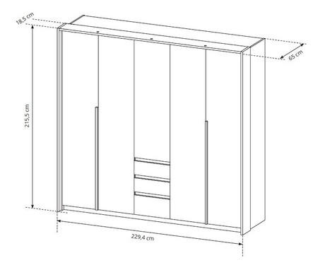 Szafa Novi 229 cm dąb craft złoty / biały funkcjonalny mebel klasyczna forma idealna szafa do sypialni lub garderoby oświetlenie LED