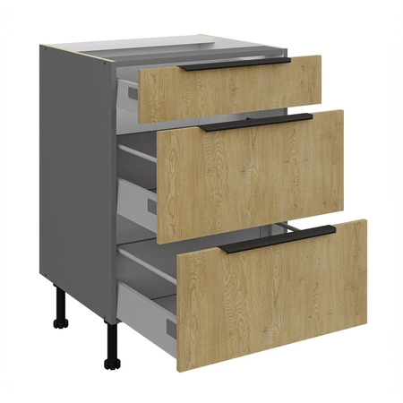 Zestaw mebli kuchennych Corsico 300 cm eleganckie szafki kuchenne z metalowymi uchwytami krawędziowymi szafka z koszem cargo