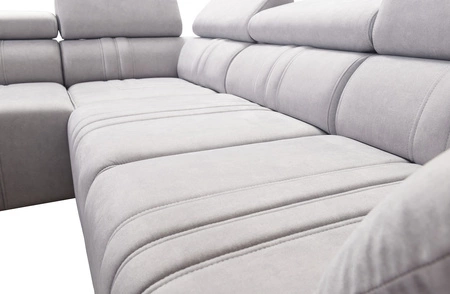 Narożnik z funkcją spania Castel XI brązowy lewostronny komfortowy narożnik z pojemnikiem na pościel wytrzymała tkanina