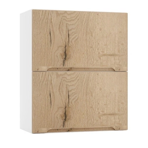 Szafka kuchenna wisząca Zova WS60GRF/2 biały / dąb halifax szafka do kuchni z frontami otwieranymi do góry stylowe frezowane uchwyty