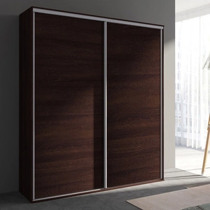 Szafa przesuwna Grande 204 cm dąb sonoma czekolada nowoczesna szafa z lustrem wyposażona w aluminiowe prowadnice drzwi
