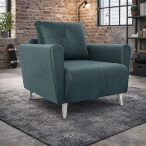 Fotel Felicie ciemny szary elegancki fotel do salonu z obszernym i miękkim siedziskiem drewniane nóżki nadają wizualnej lekkości