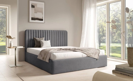 Łóżko tapicerowane Faro 160x200 ciemny szary wygodne łóżko do sypialni designerskie wezgłowie o subtelnie zaokrąglonym kształcie