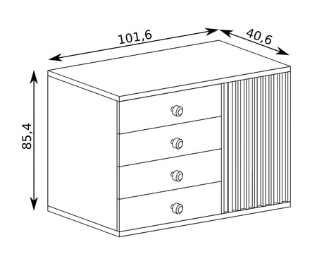 Zestaw mebli do salonu Cali dąb artisan / czarny meblościanka z ozdobnymi lamelami i czarnymi uchwytami