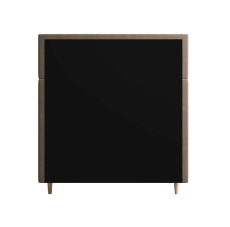 Łóżko kontynentalne Benet 90x200 jasny brąz w nowoczesnym skandynawskim stylu z tapicerowanym zagłówkiem oraz zanóżkiem łóżko z pojemnikiem