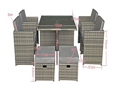 Zestaw mebli ogrodowych Delizioso szary beżowy eleganckie meble idealne do przydomowego ogrodu staranne wykonanie z technorattanu