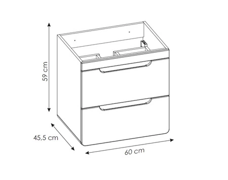 Szafka pod umywalkę Aruba 60 cm dąb craft złoty starannie wykonana szafka z szufladami odporna na wilgoć owalny kształt