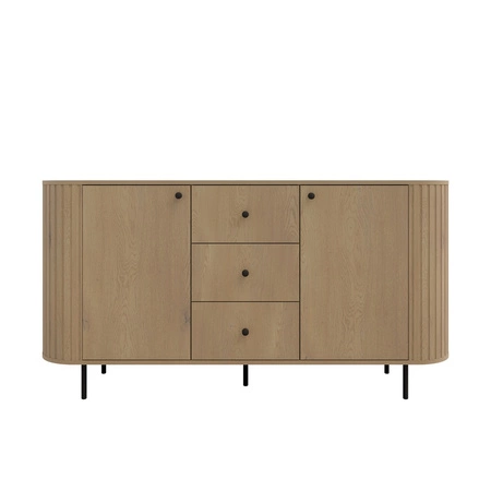 Zestaw mebli Ovalio dąb cremona stylowa meblościanka do salonu bryły o nietuzinkowym owalnym kształcie ozdobione starannymi frezami