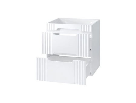 Szafka pod umywalkę Fiji White 60 cm biała nowoczesny design szafki z szufladami stylowe ryflowanie na frontach frezowane uchwyty