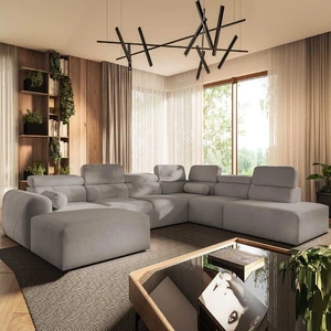 Narożnik z funkcją spania Cantare X szary popiel lewostronny wygodny narożnik o niebanalnym designie doskonały do przestronnego salonu