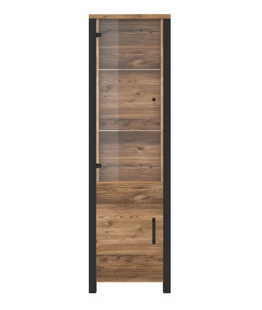 Witryna Olin 56 cm appenzeller / czarny nowoczesny design czarne uchwyty witryna w stylu industrialnym szkło hartowane