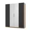 Szafa z lustrem Kastano VIII 200 cm dąb evoke / czarny stylowy design szafa do sypialni lub pokoju wzbogacona o uchwyty krawędziowe