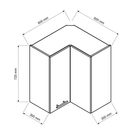 Szafka kuchenna narożna wisząca Zova 60x60 WRN biały / jasny szary frezowane uchwyty szafka odporna na działanie wilgoci i parę wodną