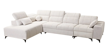 Narożnik z funkcją spania Penejos XI Lux szary lewostronny stylowy narożnik rozkładany z komfortowym wysuwanym podnóżkiem