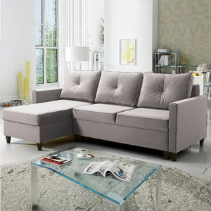 Narożnik z funkcją spania Terni szary popiel lewostronny praktyczny i funkcjonalny narożnik wyposażony w pojemne pojemniki na pościel