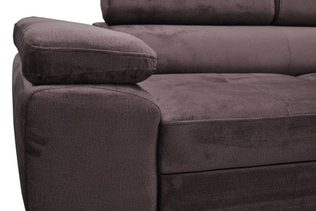 Narożnik z funkcją spania Ganta beżowy lewostronny nowoczesna tkanina welurowa gwarantuje najwyższy komfort i funkcjonalność