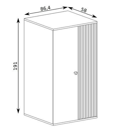 Szafa Cali 86 cm dąb artisan / czarny nowoczesny design mebla drzwi szafy ozdobione lamelami w kolorze dębu czarny uchwyt