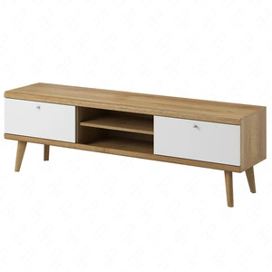 Szafka RTV Primo 160 cm dąb riviera / biały nowoczesny design mebla w stylu skandynawskim obrzeża wykończone specjalną okleiną