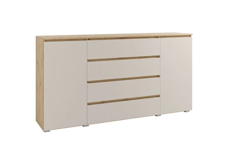 Komoda z szufladami Simple 184 cm dąb artisan / beżowy funkcjonalna i pojemna komoda do salonu lub sypialni prosta konstrukcja