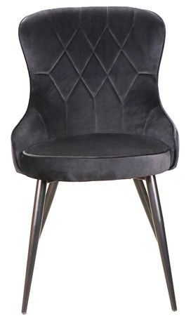 Krzesło tapicerowane Lotus 45x44 cm czarne nowoczesne oraz funkcjonalne krzesło do jadalni z metalowymi nogami