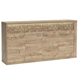 Komoda z szufladami Natural 192 cm dąb ribbeck naturalny i lekki design komody oświetlenie LED uwydatnia ozdobną drewniana listwę