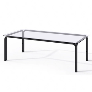 Stolik ogrodowy Wenecja 60x120 cm grafitowy stylowy stolik na taras lub do ogrodu stabilna konstrukcja wytrzymały szklany blat