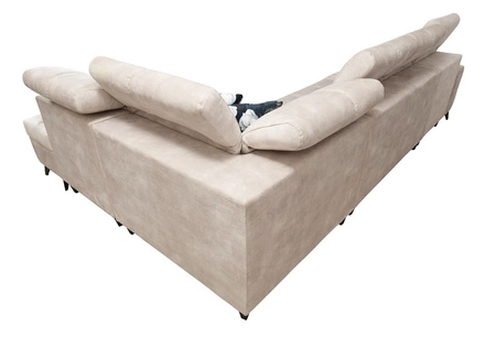 Narożnik z funkcją spania Buffalo XI ciemny beżowy prawostronny narożnik rozkładany z trzema pojemnikami na pościel welurowa tkanina