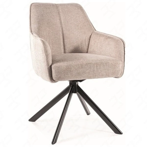 Krzesło tapicerowane Notti Brego jasny beż nowoczesne krzesło obrotowe z metalowymi nogami stylowe krzesło kubełkowe