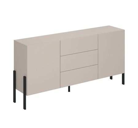 Zestaw mebli do salonu Jukon beżowy elegancka forma mebla w nowoczesnym stylu system otwierania push to open metalowe czarne nogi