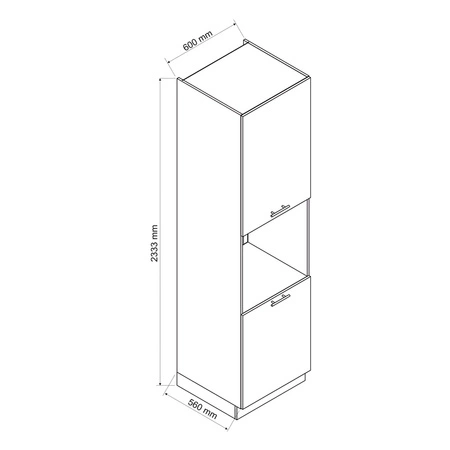 Słupek kuchenny Zova D60 PK/2333 biały / jasny szary wysoka szafka do zabudowy piekarnika odporna na uszkodzenia frezowane uchwyty