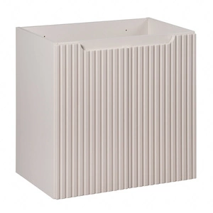 Szafka pod umywalkę Nova 60 cm beżowa designerska szafka do łazienki z półką nietuzinkowe pionowe ryflowanie na frontach