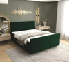 Łóżko kontynentalne Benet 140x200 butelkowa zieleń w nowoczesnym skandynawskim stylu z charakterystycznym wezgłowiem oraz zanóżkiem