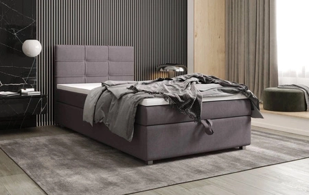 Łóżko kontynentalne Fresno 100x200 szare w nowoczesnym skandynawskim stylu z tapicerowanym zagłówkiem łóżko z pojemnikiem