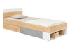 Łóżko z szufladami Pixel 120x200 cm dąb biszkoptowy / biały / szary nowoczesny design łóżka obrzeża wykończone specjalną okleiną ABS