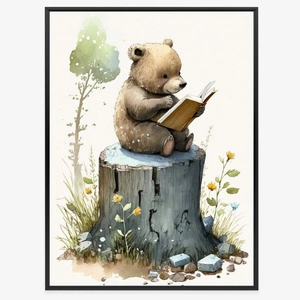 Plakat mały niedźwiadek 70x100 plakat w ramie precyzyjny wydruk ze stylową grafiką doskonała dekoracja do pokoju dziecięcego