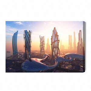 Obraz na płótnie modernistyczne budowle 100x70 cm ozdoba każdego wnętrza obraz w wyrazistej kolorystyce wysoka jakość wykonania