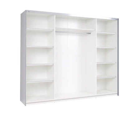 Szafa przesuwna z lustrem Lux 244 cm biały połysk nowoczesny design oraz wykończenie ABS idealna szafa do sypialni lub garderoby