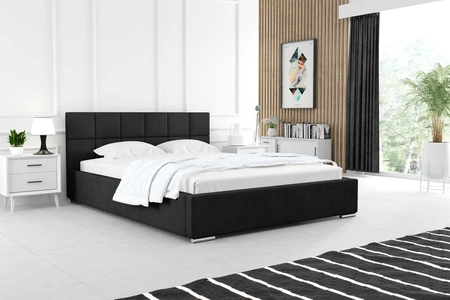 Łóżko tapicerowane Costa 160x200 czarne stylowe łóżko z pojemnikiem na pościel wygodny zagłówek zachwyca eleganckim designem