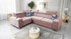 Narożnik z funkcją spania Hampton II kwarcowy róż lewostronny stylowy narożnik rozkładany miękka tkanina obiciowa typu velvet