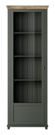 Witryna Evora 71 cm butelkowa zieleń / dąb lefkas lewa zachwyci miłośników wyrazistych wnętrz idealna do salonu oraz jadalni