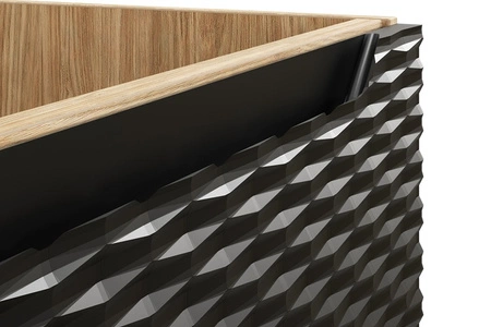 Szafka pod umywalkę Ocean 60 cm dąb olejowany / czarny nowoczesny design szafka odporna na działanie wilgoci designerskie ryflowania