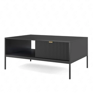Stolik kawowy Lovro czarny z szufladami nowoczesny design blat odporny na rozlane ciecze
