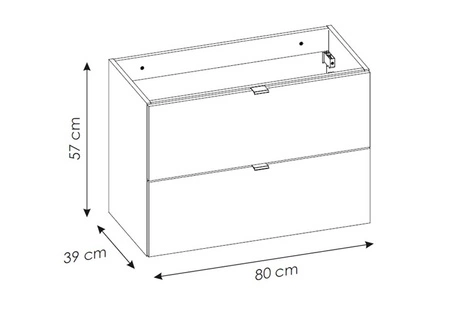 Szafka pod umywalkę Line Reed Green 80 cm szałwiowa designerska szafka z ryflowanymi frontami pojemne szuflady modna kolorystyka