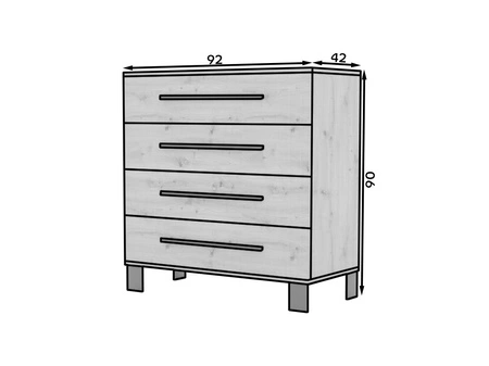 Komoda z szufladami Malen 92 cm dąb artisan doskonały mebel do przechowywania komoda o geometrycznym kształcie stylowe uchwyty