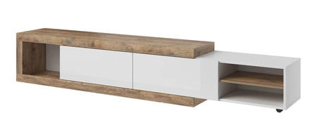 Szafka RTV Sintra 200 cm / 241 cm dąb samdal / biały połysk stylowa szafka pod telewizor z możliwością regulacji szerokości